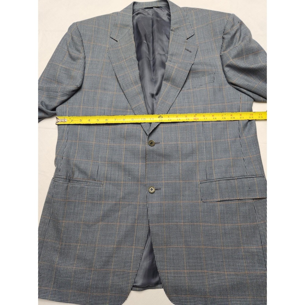 Canali Blazer Mens 54R Blue Plaid Wool Sport Coat Made In Italy Saks Fifth - Picture 6 of 16